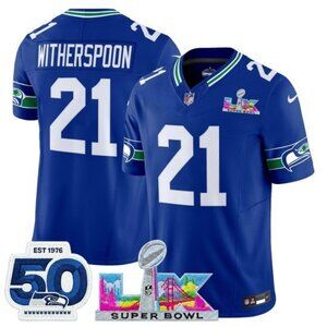 Mens or Youths Choose Devon Witherspoon Royal Super Bowl LX Jersey Vapor Stitche
